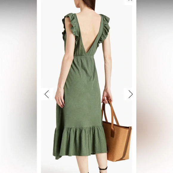 BA&SH // Open-back ruffle-trimmed slub cotton-jersey midi dress - Picture 3 of 9